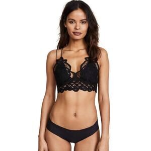 Free People Bralette Black Size XS NWT lacey crop top crochet Vamp Whimsy Fairy